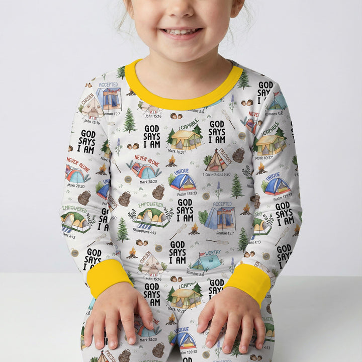 God Says I Am – Adventure Affirmations Bamboo Two Piece Long Sleeve Pajama Set