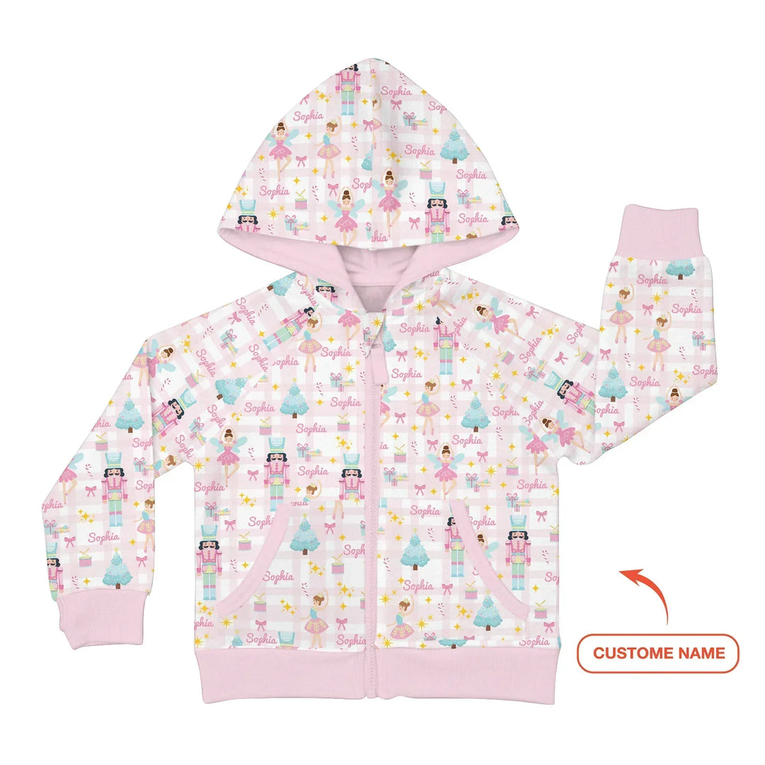 Nutcracker And Ballerinas Custom Name Bamboo Zip Hoodie