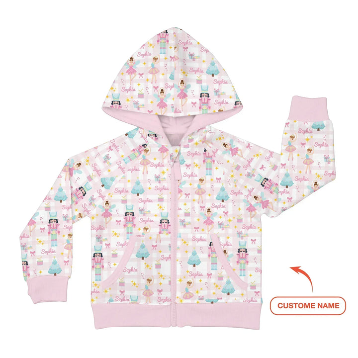 Nutcracker And Ballerinas Custom Name Bamboo Zip Hoodie