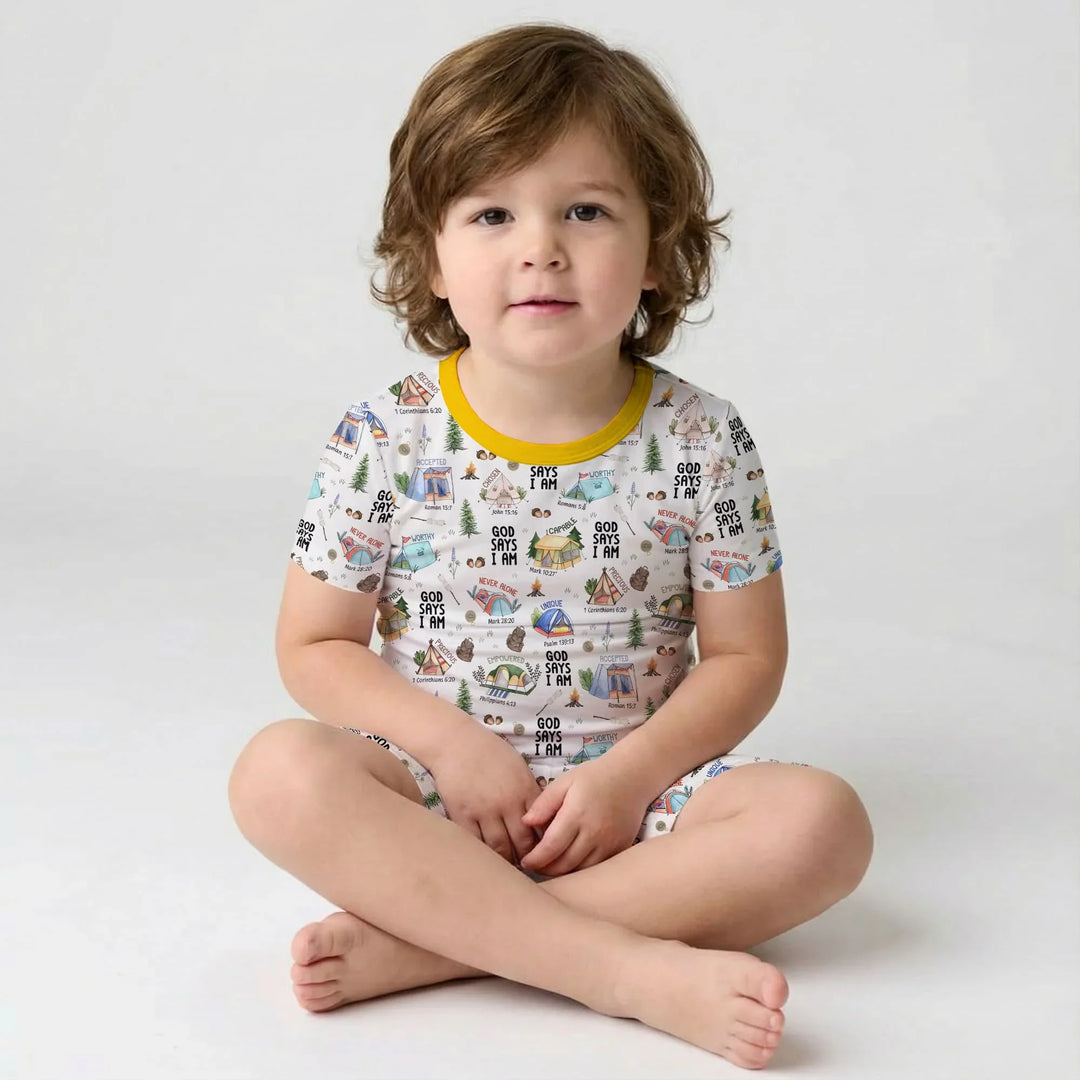 God Says I Am – Adventure Affirmations Short Sleeve Shorts Pajama Set