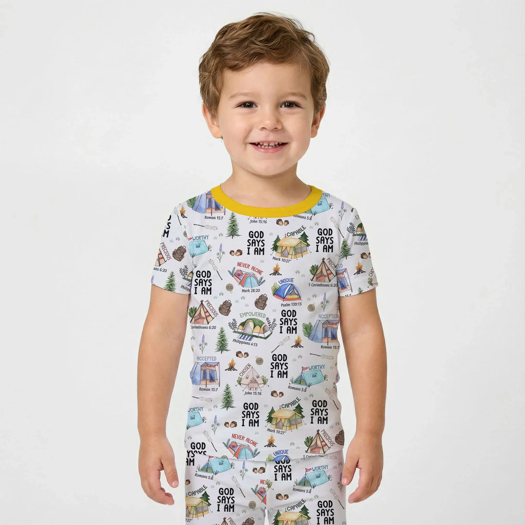 God Says I Am – Adventure Affirmations Bamboo Two Piece Short Sleeve Pajama Set
