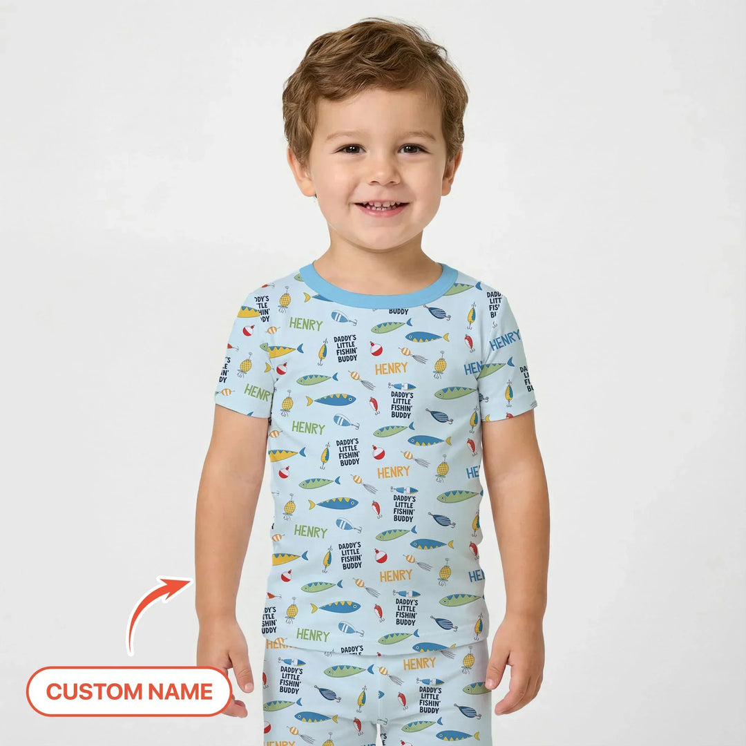 Fishing Squad Family Matching Bamboo Two Piece Short Sleeve Pajama Set