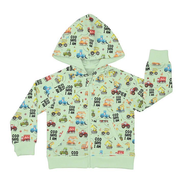 God Says I Am Boy Bamboo Zip Hoodie