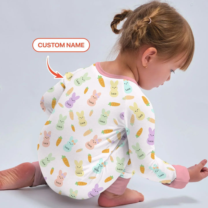 Custom Name Easter Bunny Bamboo Convertible Zippy