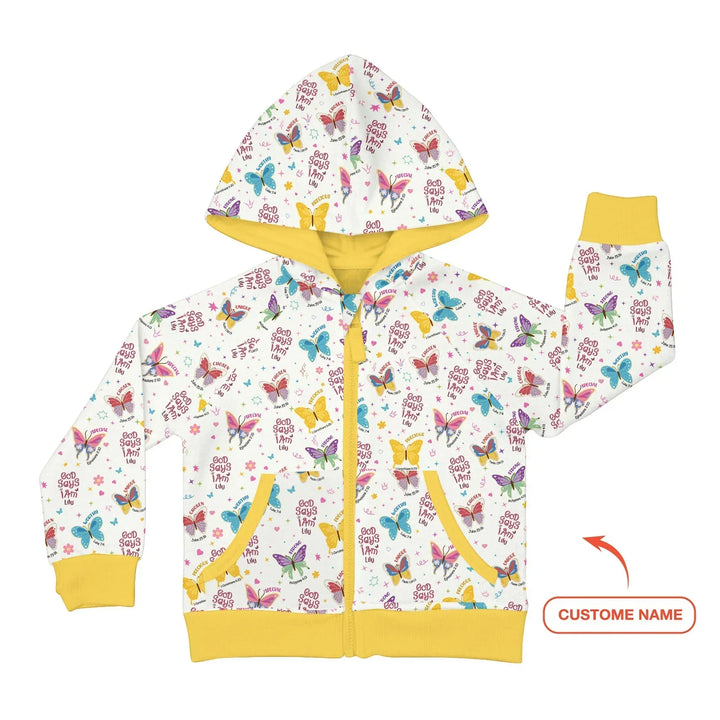 God Says I Am Girl Custom Name Bamboo Zip Hoodie
