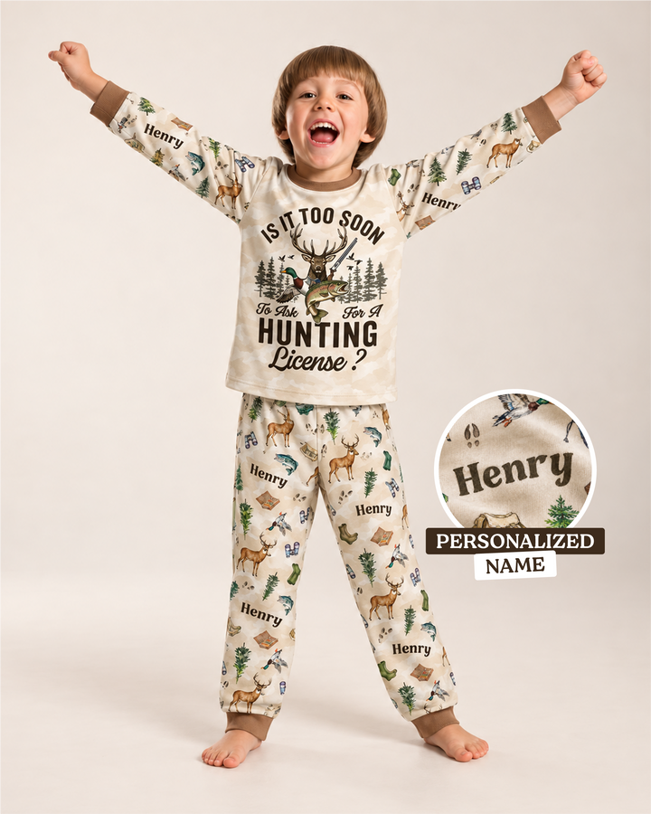 Personalized Funny Hunting Bamboo Two Piece Long Sleeve Pajama Set