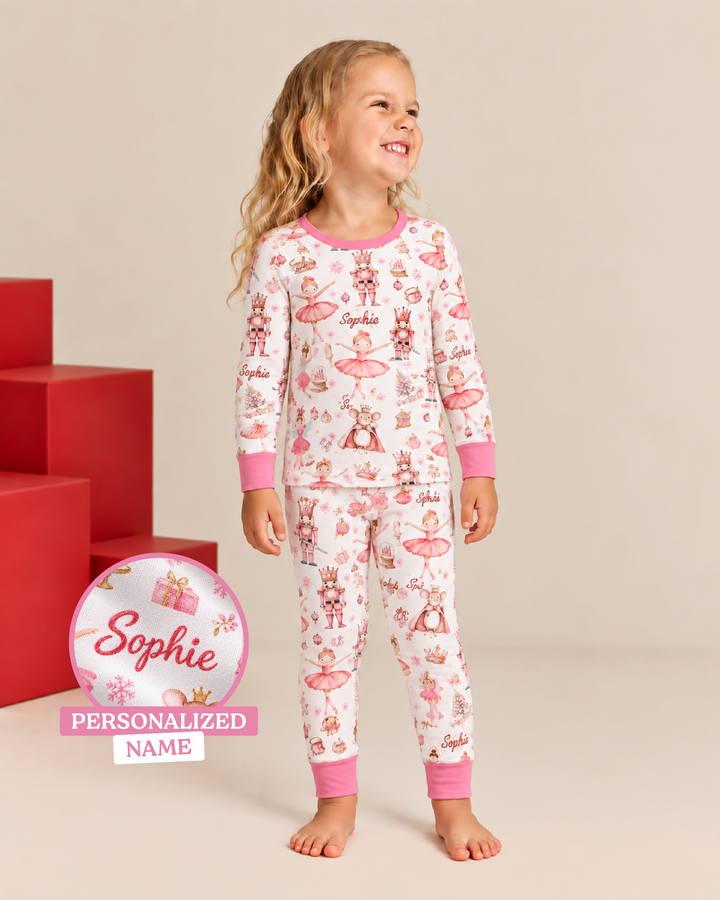 Custom Character "Ballerina Nutcracker Fairytale" Bamboo Two Piece Long Sleeve Pajama Set