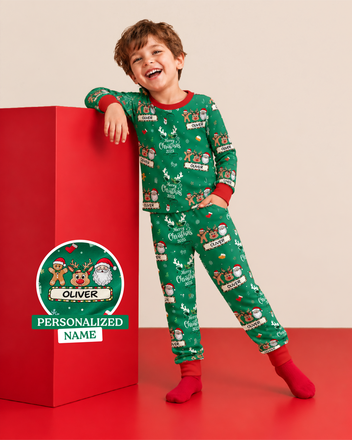 Custom Name "Merry Christmas My Deer" For Boy - Bamboo Two Piece Long Sleeve Pyjamas Set