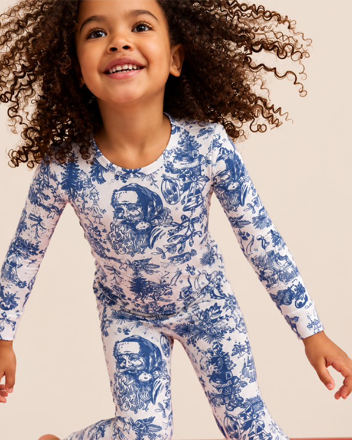 Family Christmas Chinoiserie Custom Color Pyjamas Bamboo Two Piece Long Sleeve Pyjamas Set