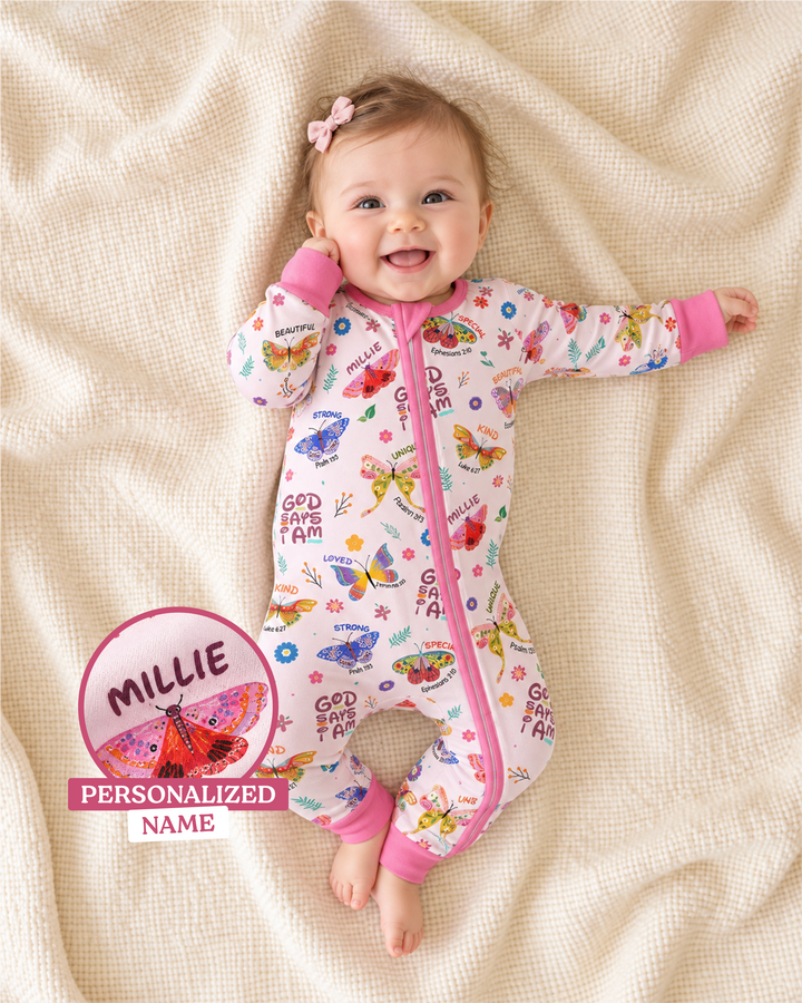 Custom Name God says I am Butterfly Bamboo Convertible Zippy