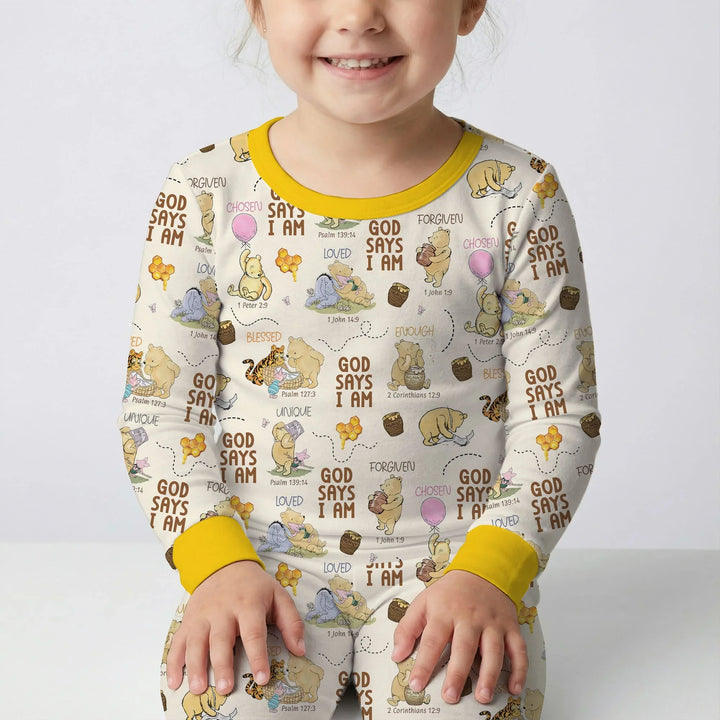 God Says I Am – Little Blessings Bamboo Two Piece Long Sleeve Pajama Set