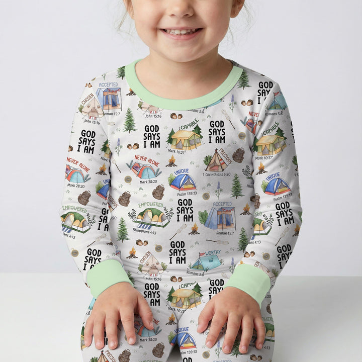 God Says I Am – Adventure Affirmations Bamboo Two Piece Long Sleeve Pajama Set