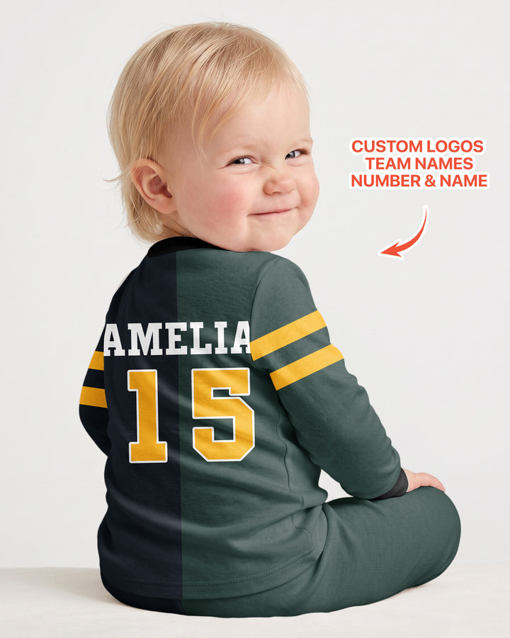 Football Rivalry Family Personalized Bamboo Two Piece Long Sleeve Pajama Set
