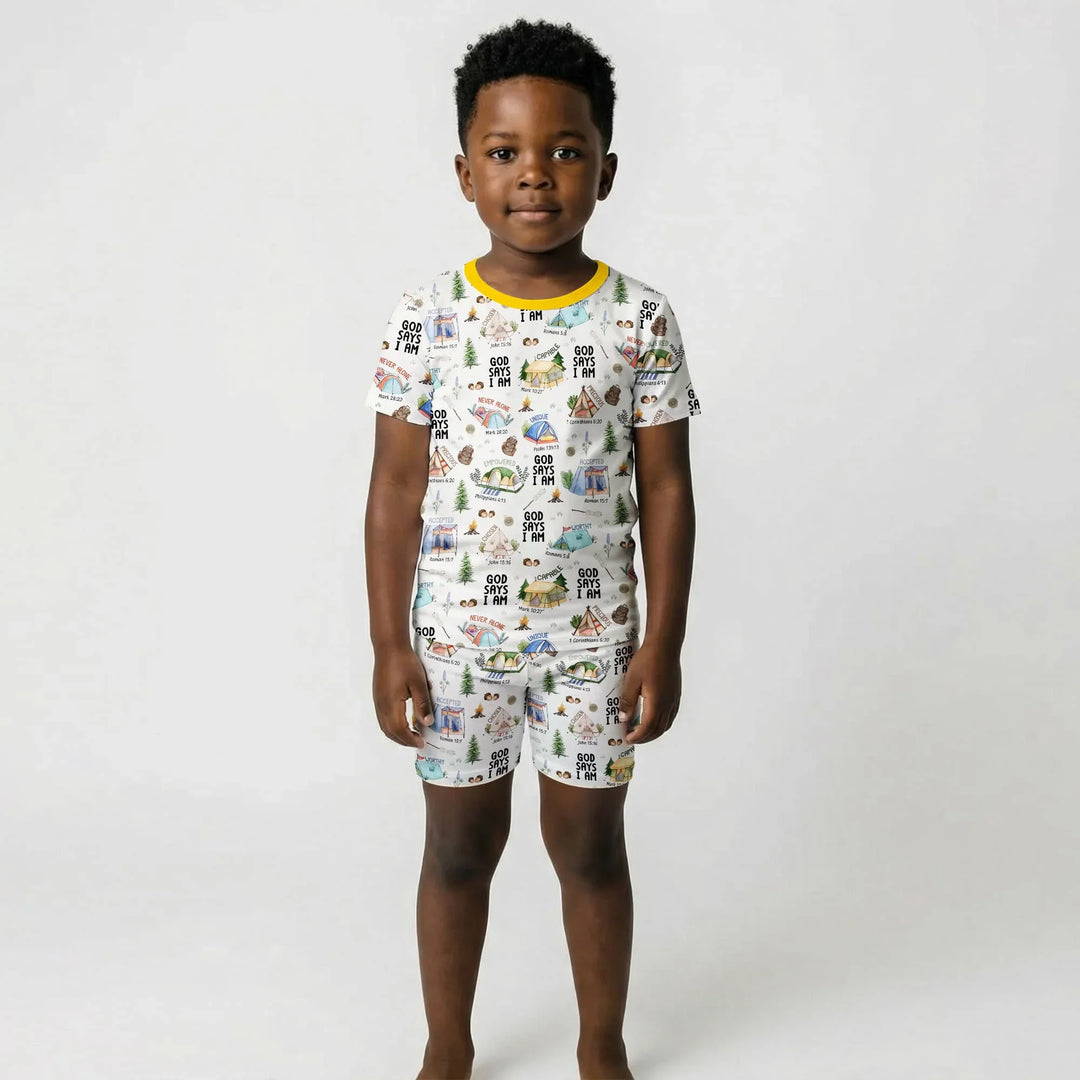 God Says I Am – Adventure Affirmations Short Sleeve Shorts Pajama Set