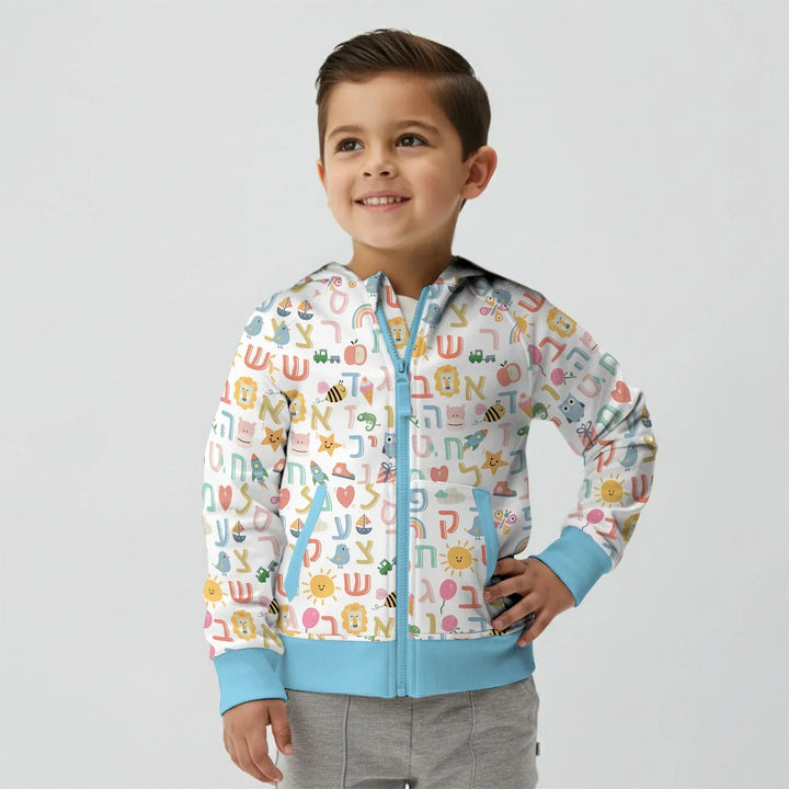 Hebrew Alphabet Bamboo Zip Hoodie