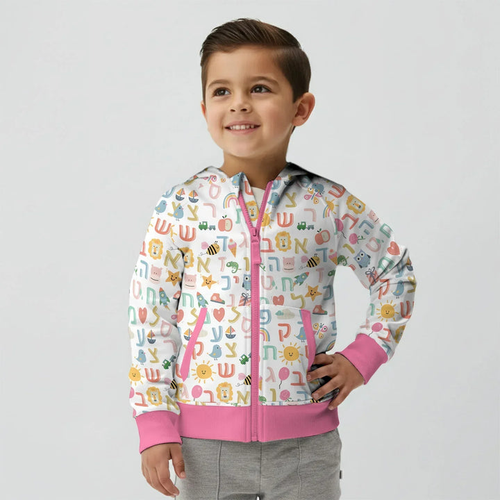 Hebrew Alphabet Bamboo Zip Hoodie