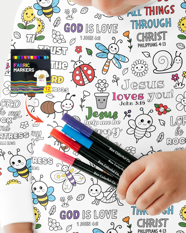 Joyful Garden Bible Verse Colorable Bamboo Two Piece Long Sleeve Pajama Set