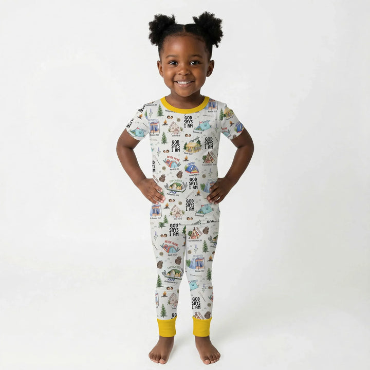 God Says I Am – Adventure Affirmations Bamboo Two Piece Short Sleeve Pajama Set