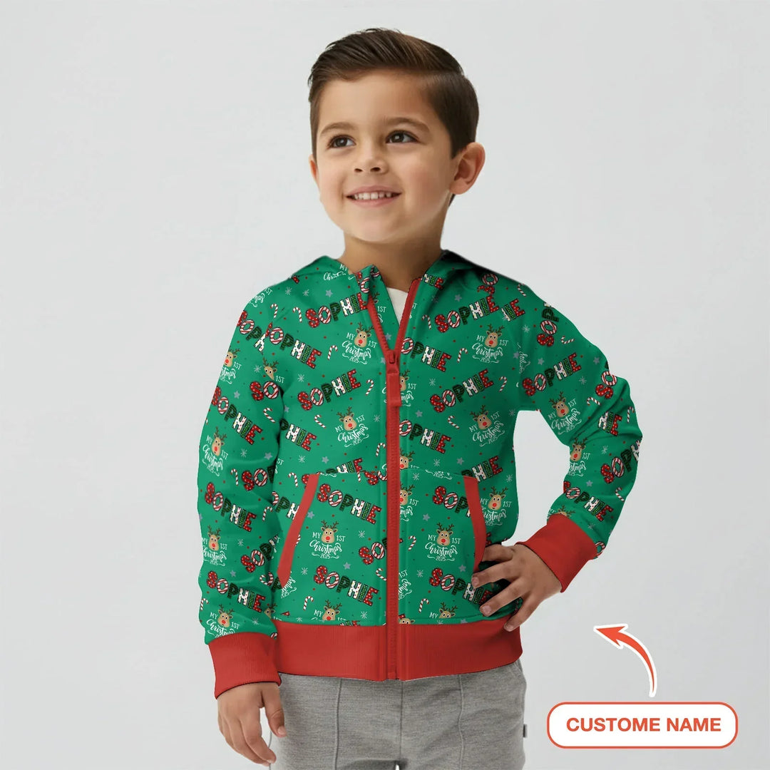Custom Name "My First Christmas" Bamboo Zip Hoodie