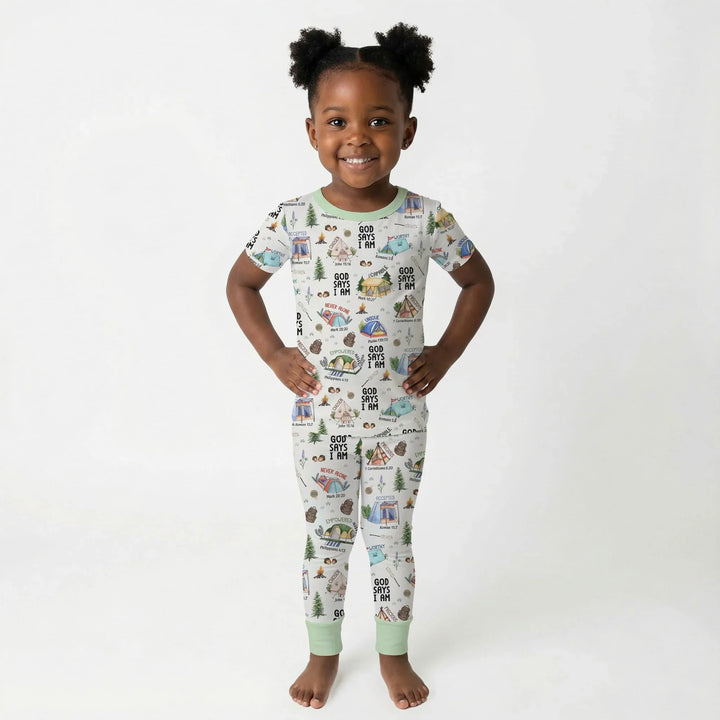 God Says I Am – Adventure Affirmations Bamboo Two Piece Short Sleeve Pajama Set