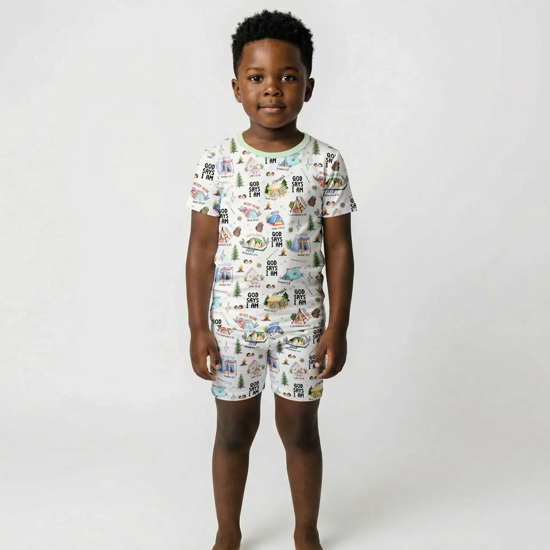 God Says I Am – Adventure Affirmations Short Sleeve Shorts Pajama Set