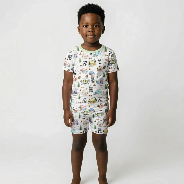 God Says I Am – Adventure Affirmations Short Sleeve Shorts Pajama Set