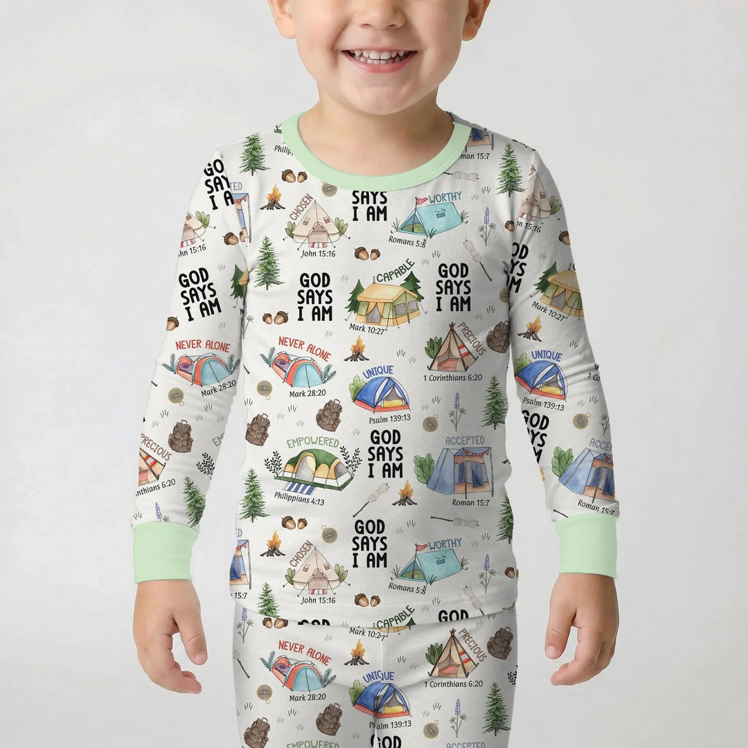God Says I Am – Adventure Affirmations Bamboo Two Piece Long Sleeve Pajama Set