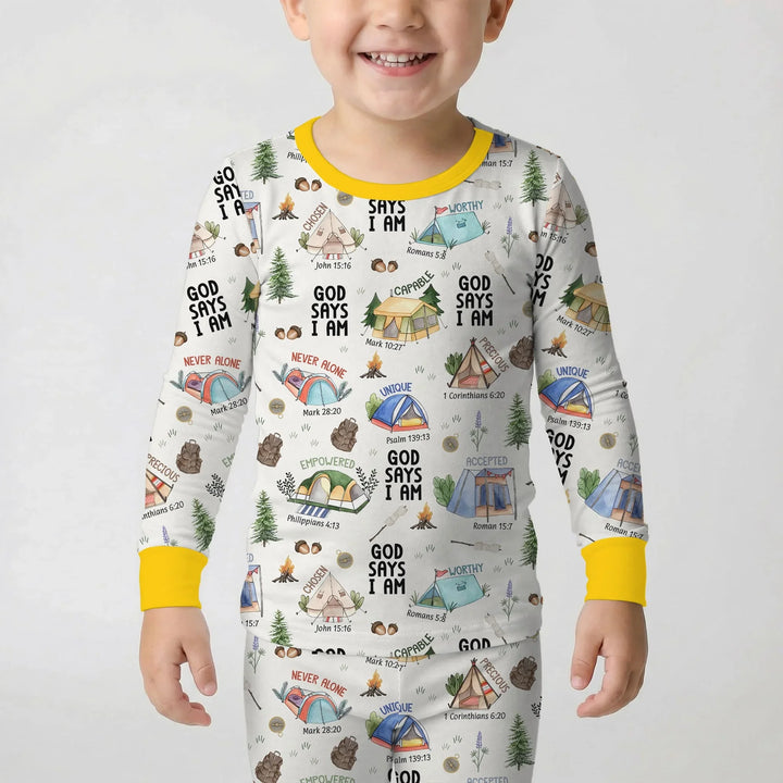 God Says I Am – Adventure Affirmations Bamboo Two Piece Long Sleeve Pajama Set