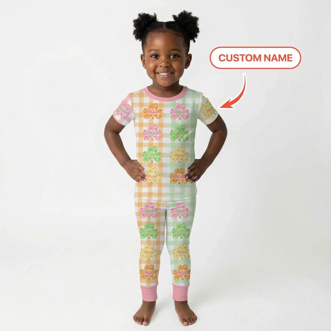 Lucky Shamrock Bamboo Two Piece Short Sleeve Pajama Set
