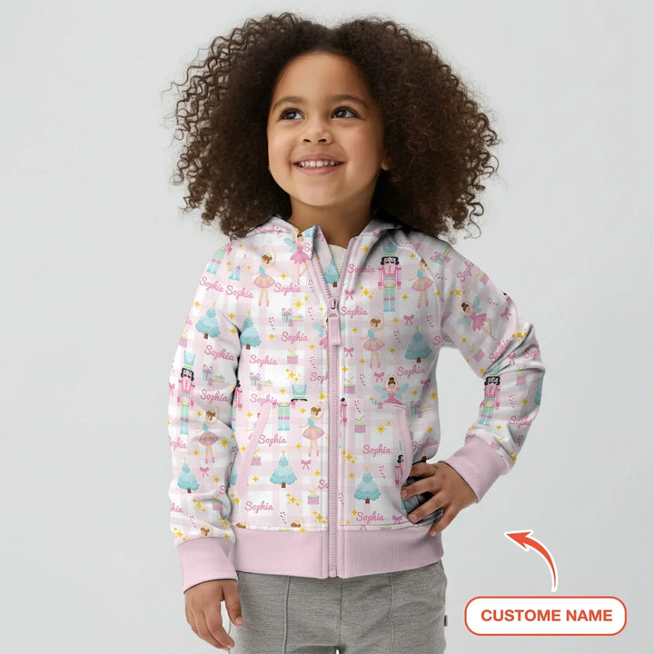 Nutcracker And Ballerinas Custom Name Bamboo Zip Hoodie