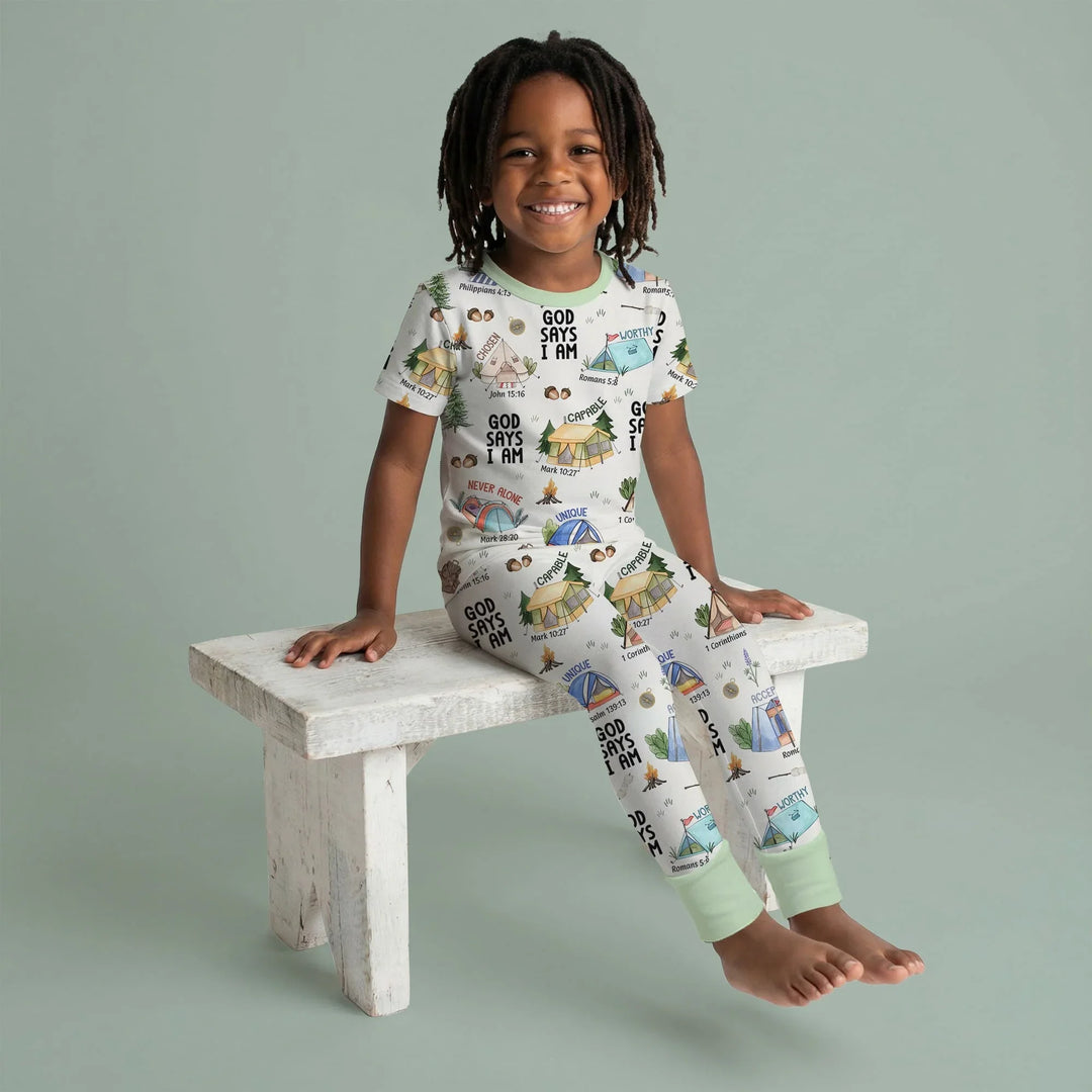 God Says I Am – Adventure Affirmations Bamboo Two Piece Short Sleeve Pajama Set