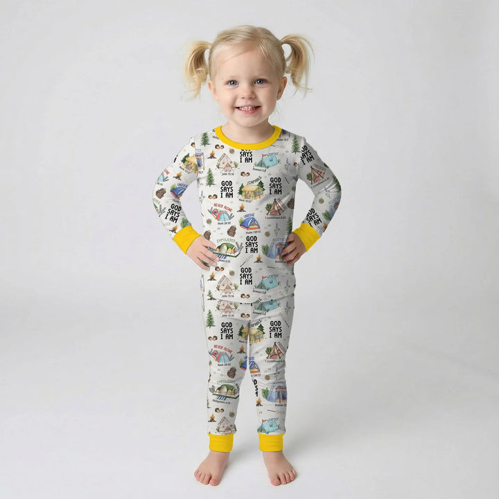 God Says I Am – Adventure Affirmations Bamboo Two Piece Long Sleeve Pajama Set