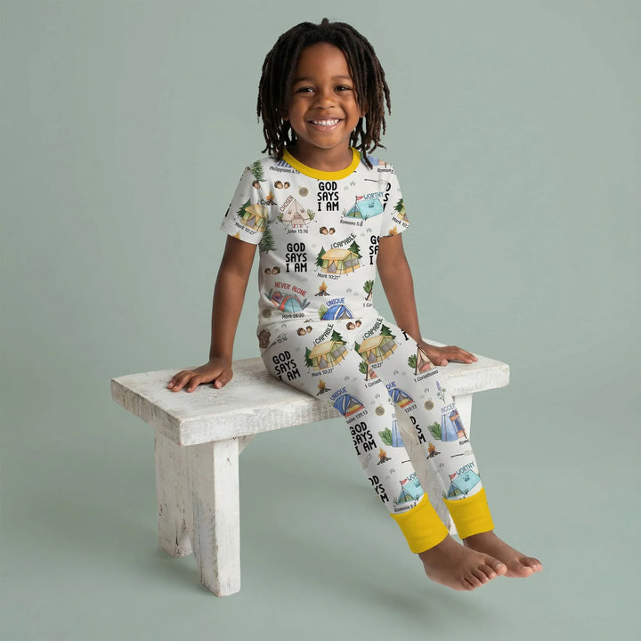 God Says I Am – Adventure Affirmations Bamboo Two Piece Short Sleeve Pajama Set