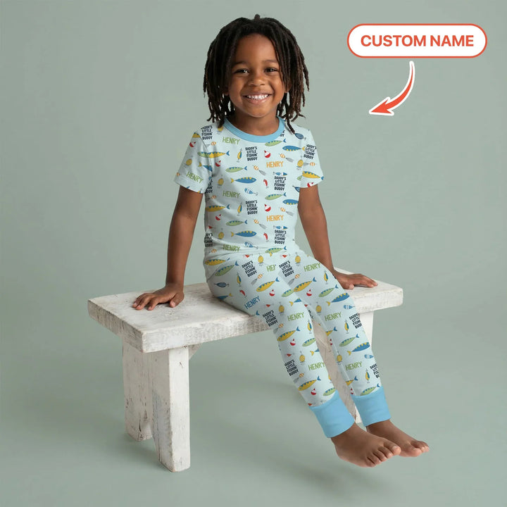 Fishing Squad Family Matching Bamboo Two Piece Short Sleeve Pajama Set