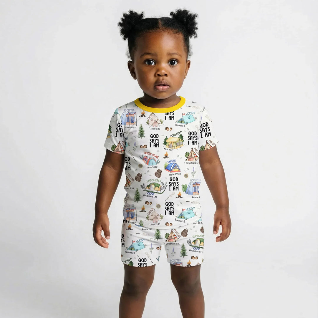 God Says I Am – Adventure Affirmations Short Sleeve Shorts Pajama Set