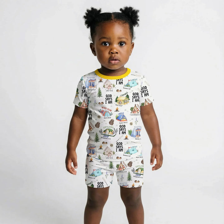 God Says I Am – Adventure Affirmations Short Sleeve Shorts Pajama Set