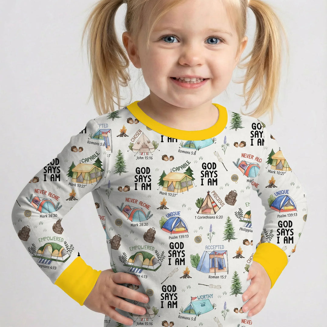 God Says I Am – Adventure Affirmations Bamboo Two Piece Long Sleeve Pajama Set