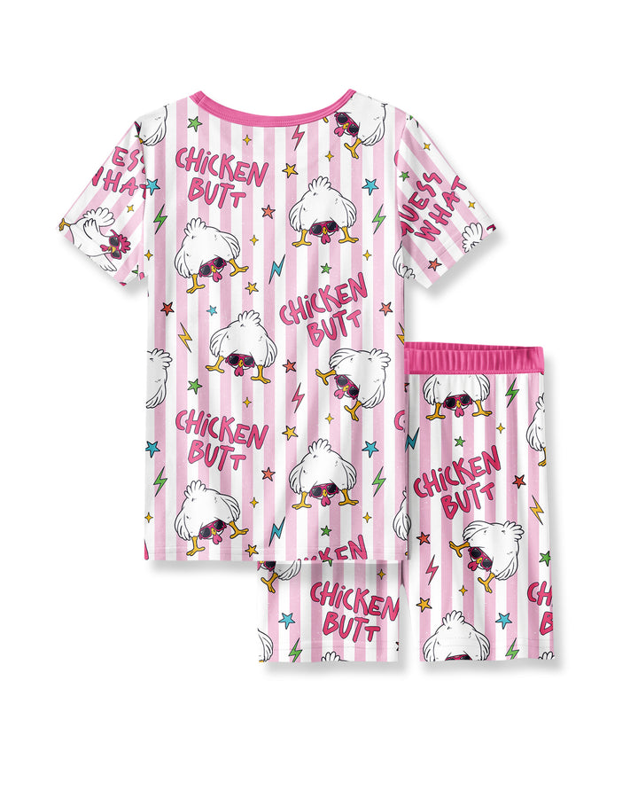 Guess What? Chicken Butt! Bamboo Two Piece Short Sleeve Shorts Pajama Set