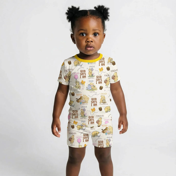 God Says I Am – Little Blessings Short Sleeve Shorts Pajama Set