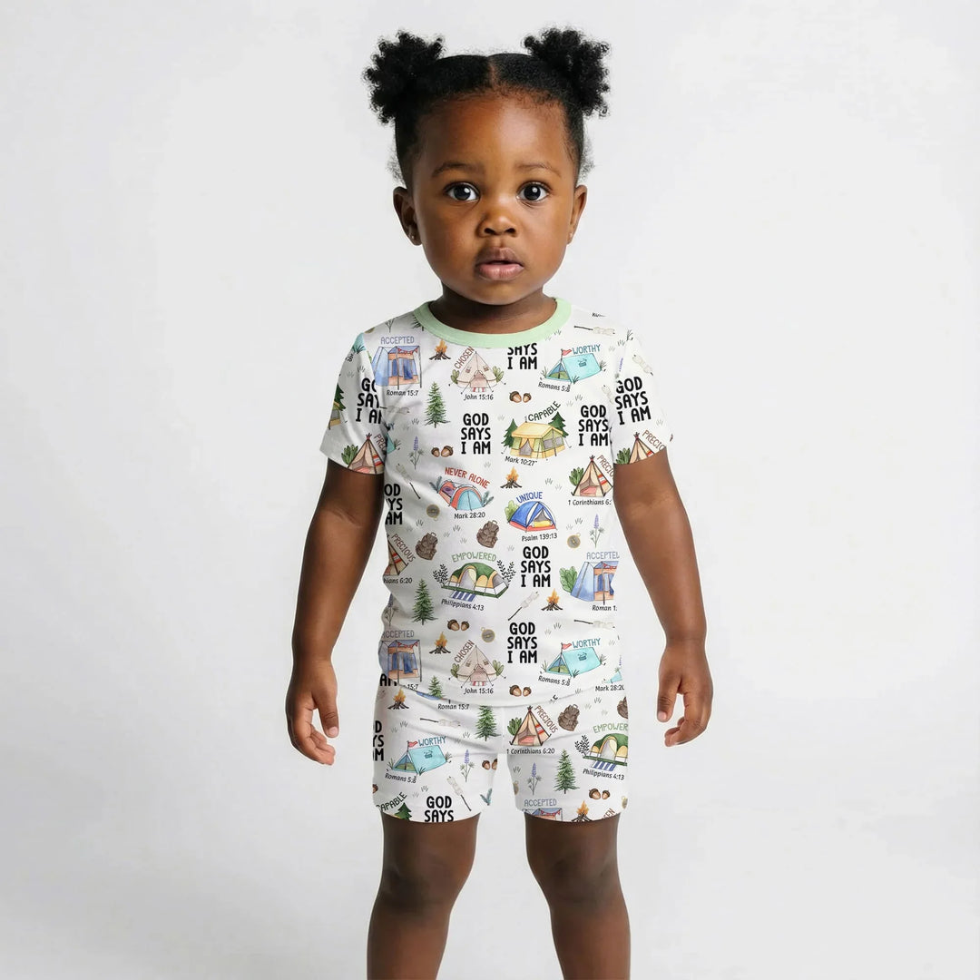 God Says I Am – Adventure Affirmations Short Sleeve Shorts Pajama Set