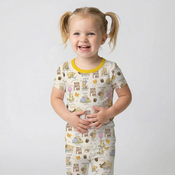God Says I Am – Little Blessings Bamboo Two Piece Short Sleeve Pajama Set
