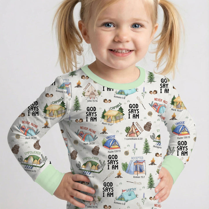 God Says I Am – Adventure Affirmations Bamboo Two Piece Long Sleeve Pajama Set