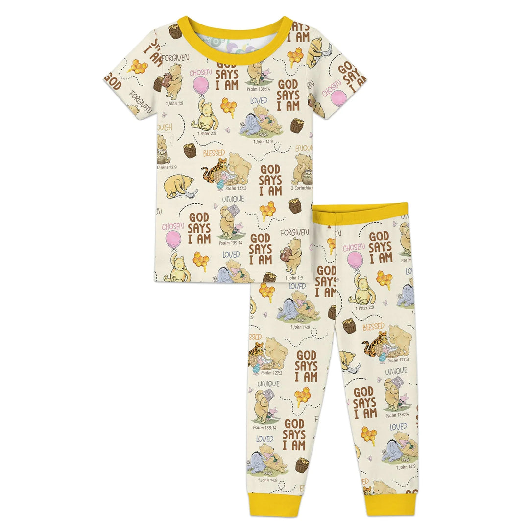 God Says I Am – Little Blessings Bamboo Two Piece Short Sleeve Pajama Set