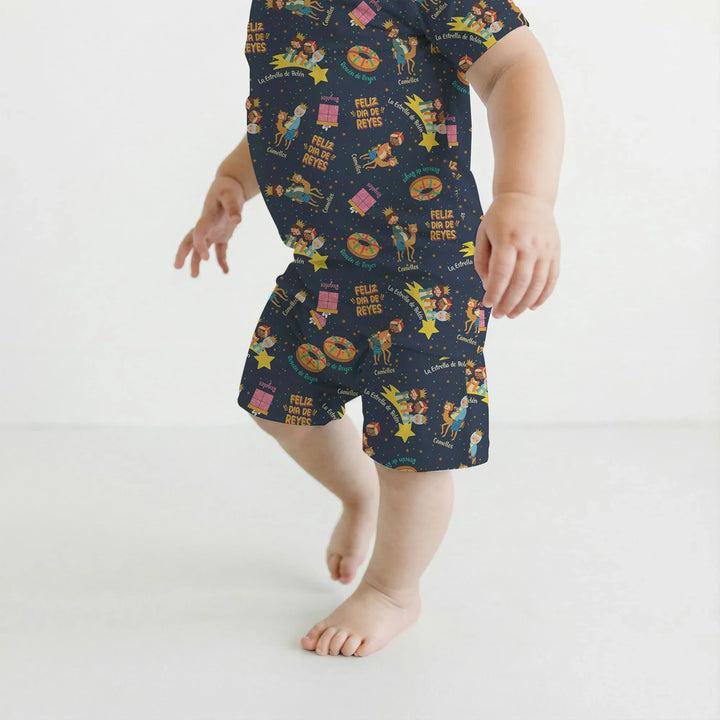 Feliz Dia de Reyes Bamboo Two Piece Short Sleeve Shorts Pajama Set