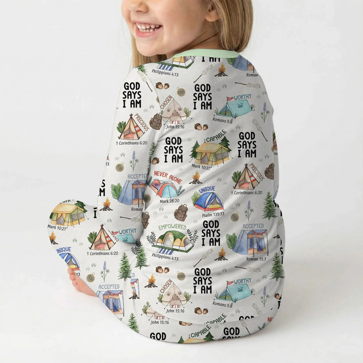 God Says I Am – Adventure Affirmations Bamboo Two Piece Long Sleeve Pajama Set