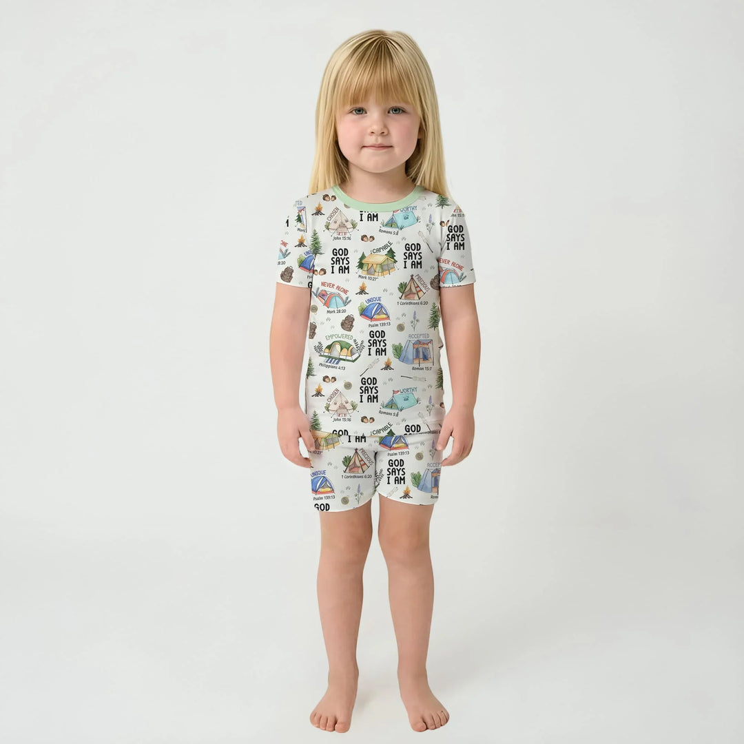 God Says I Am – Adventure Affirmations Short Sleeve Shorts Pajama Set