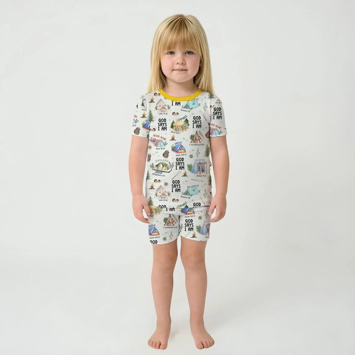 God Says I Am – Adventure Affirmations Short Sleeve Shorts Pajama Set