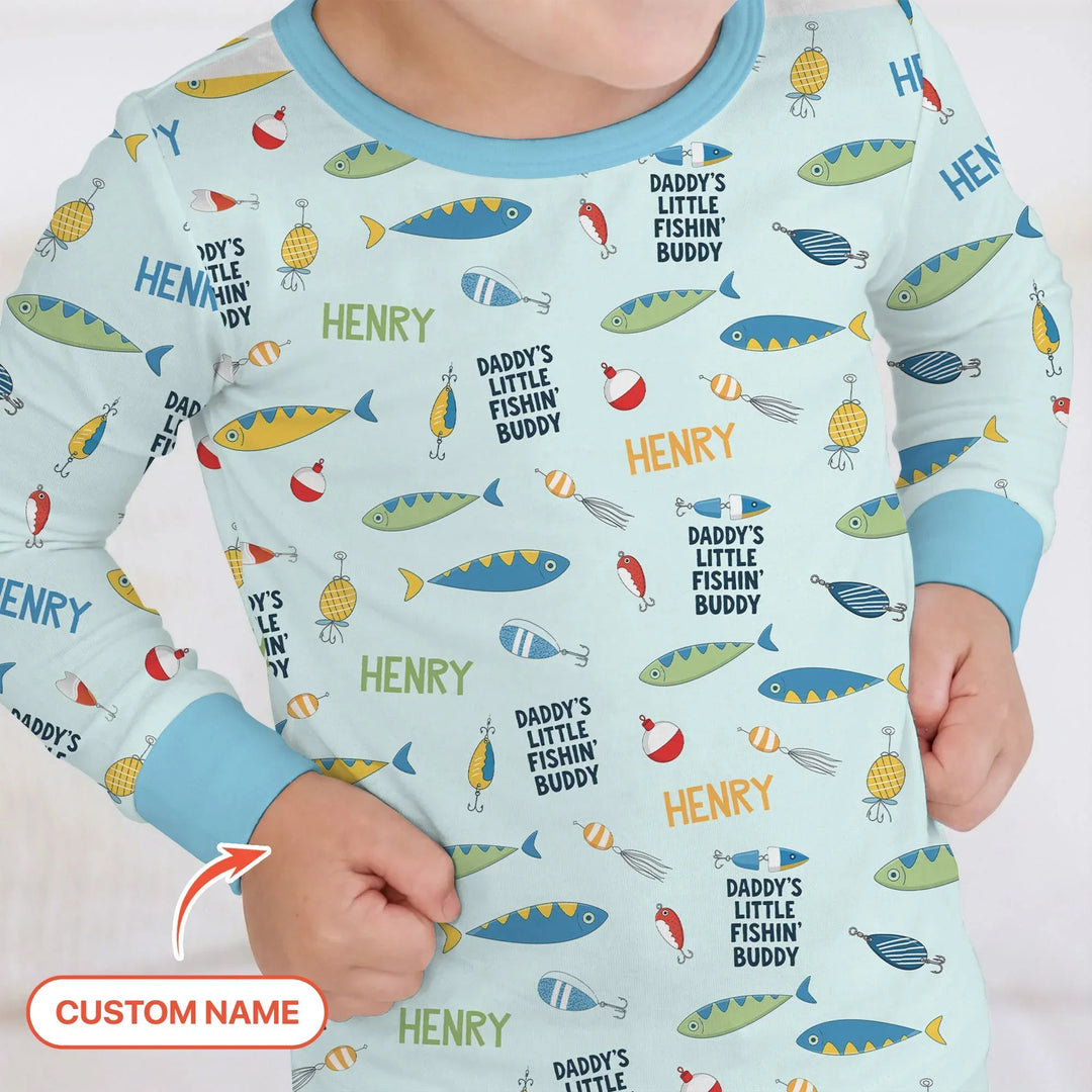 Fishing Squad Family Matching Bamboo Two Piece Long Sleeve Pajama Set