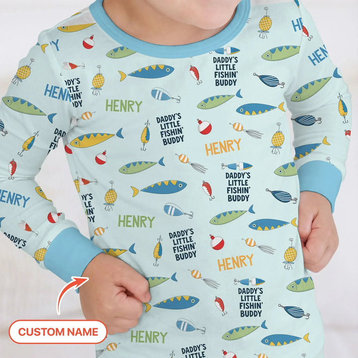 Fishing Squad Family Matching Bamboo Two Piece Long Sleeve Pajama Set