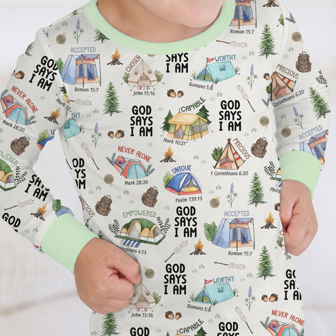 God Says I Am – Adventure Affirmations Bamboo Two Piece Long Sleeve Pajama Set